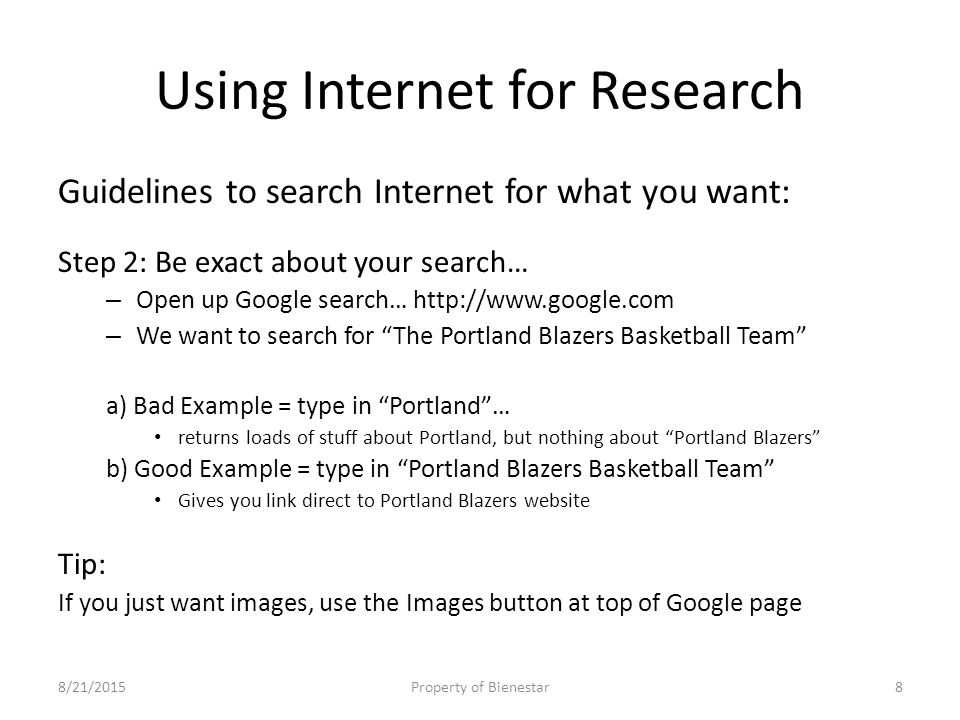 Using Internet for Research