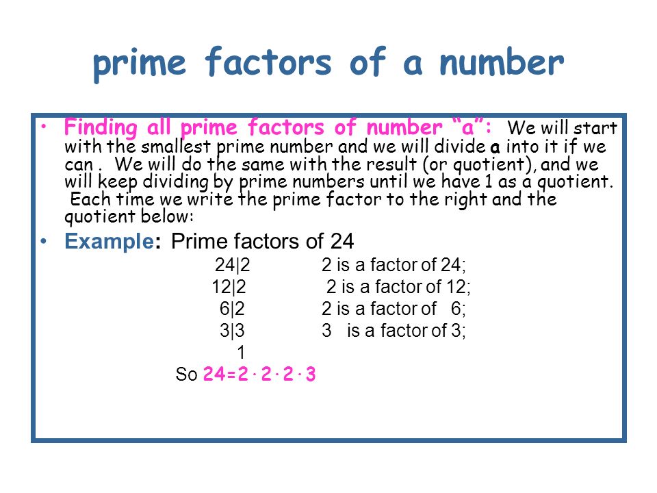 prime factors of a number