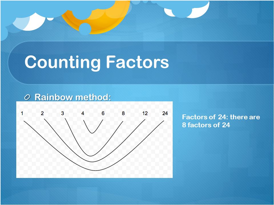 Counting Factors Rainbow method: