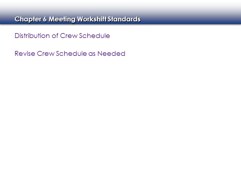 Distribution of Crew Schedule