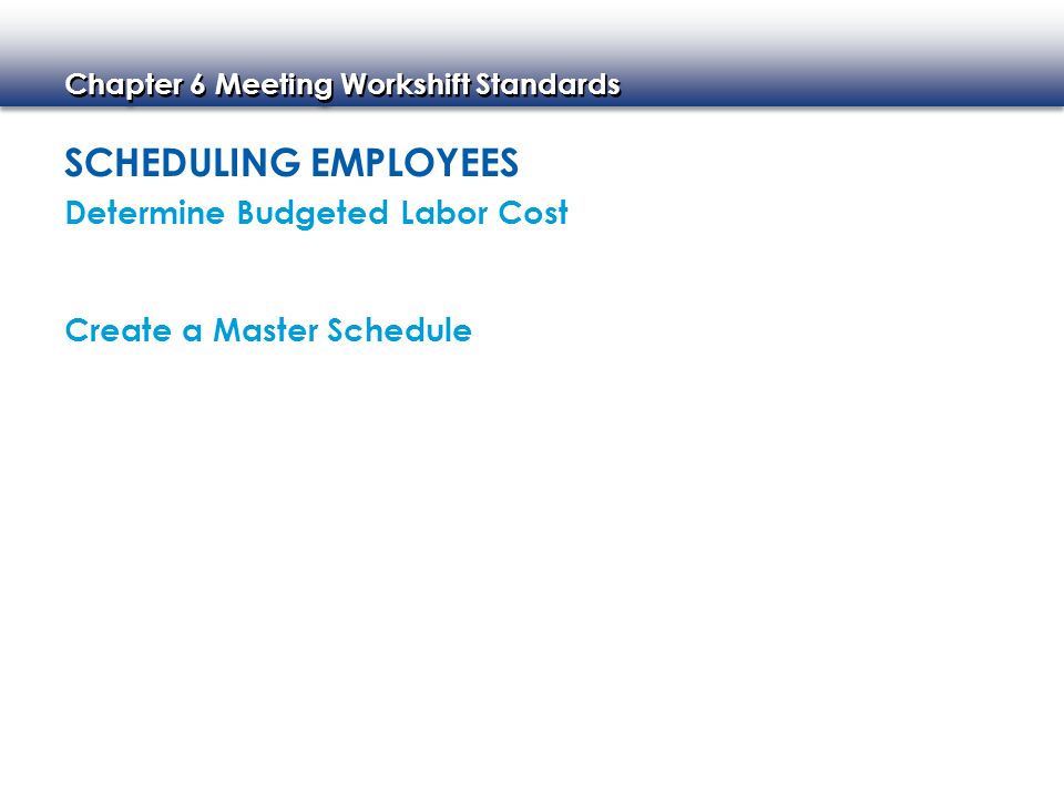 Scheduling Employees Determine Budgeted Labor Cost