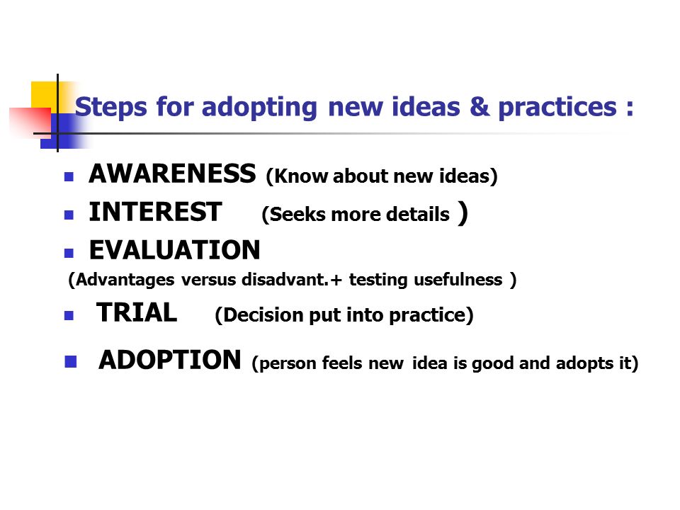 Steps for adopting new ideas & practices :