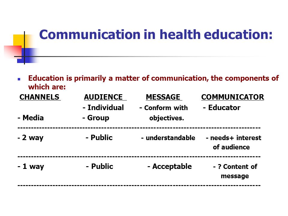 Communication in health education: