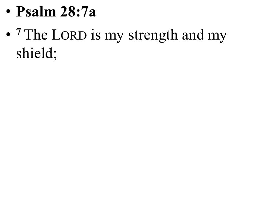 Psalm 28:7a 7 The Lord is my strength and my shield;