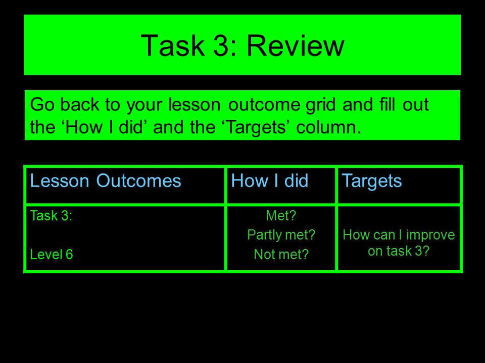 How can I improve on task 3
