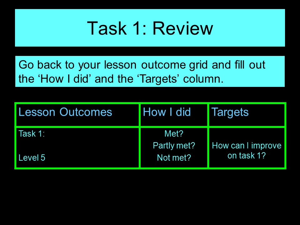 How can I improve on task 1