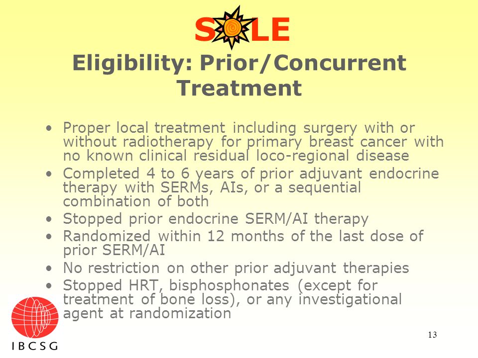 Eligibility: Prior/Concurrent Treatment
