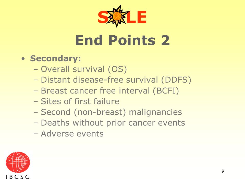 S LE End Points 2 Secondary: Overall survival (OS)