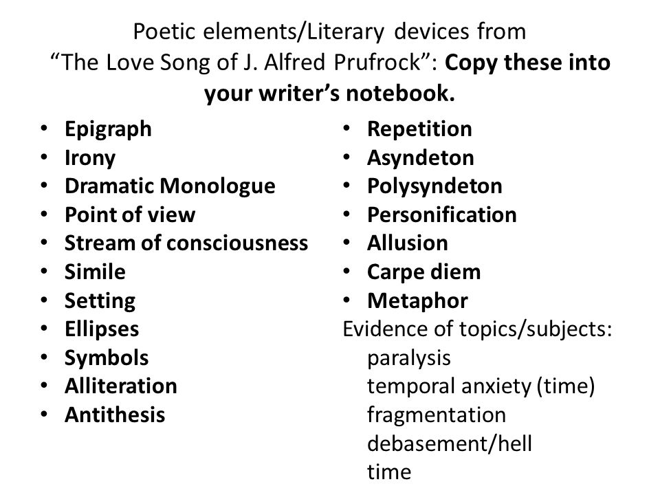 Chart Of Literary Devices