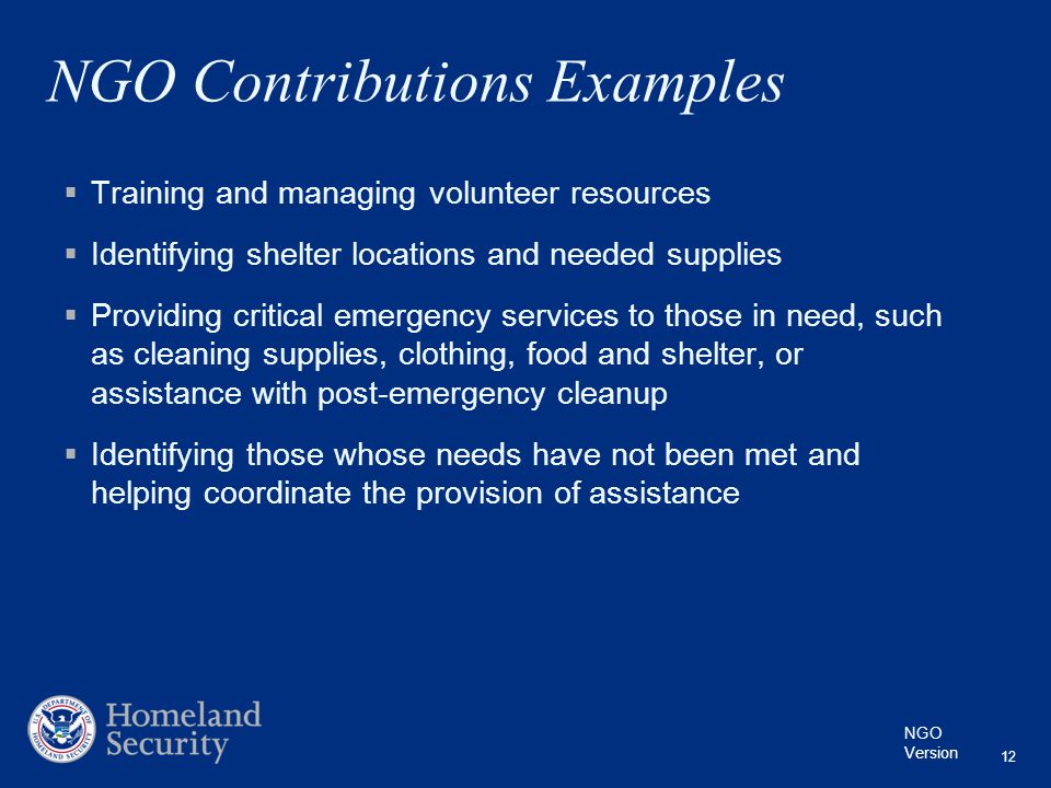 NGO Contributions Examples
