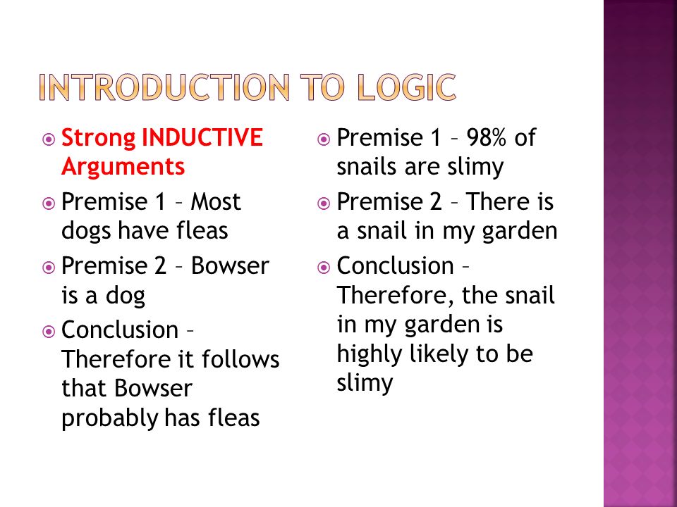 Introduction to LOGIC Strong INDUCTIVE Arguments