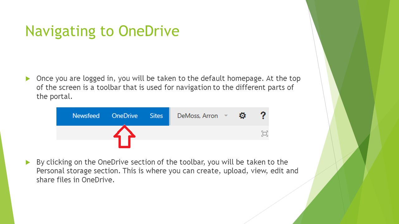 Navigating to OneDrive
