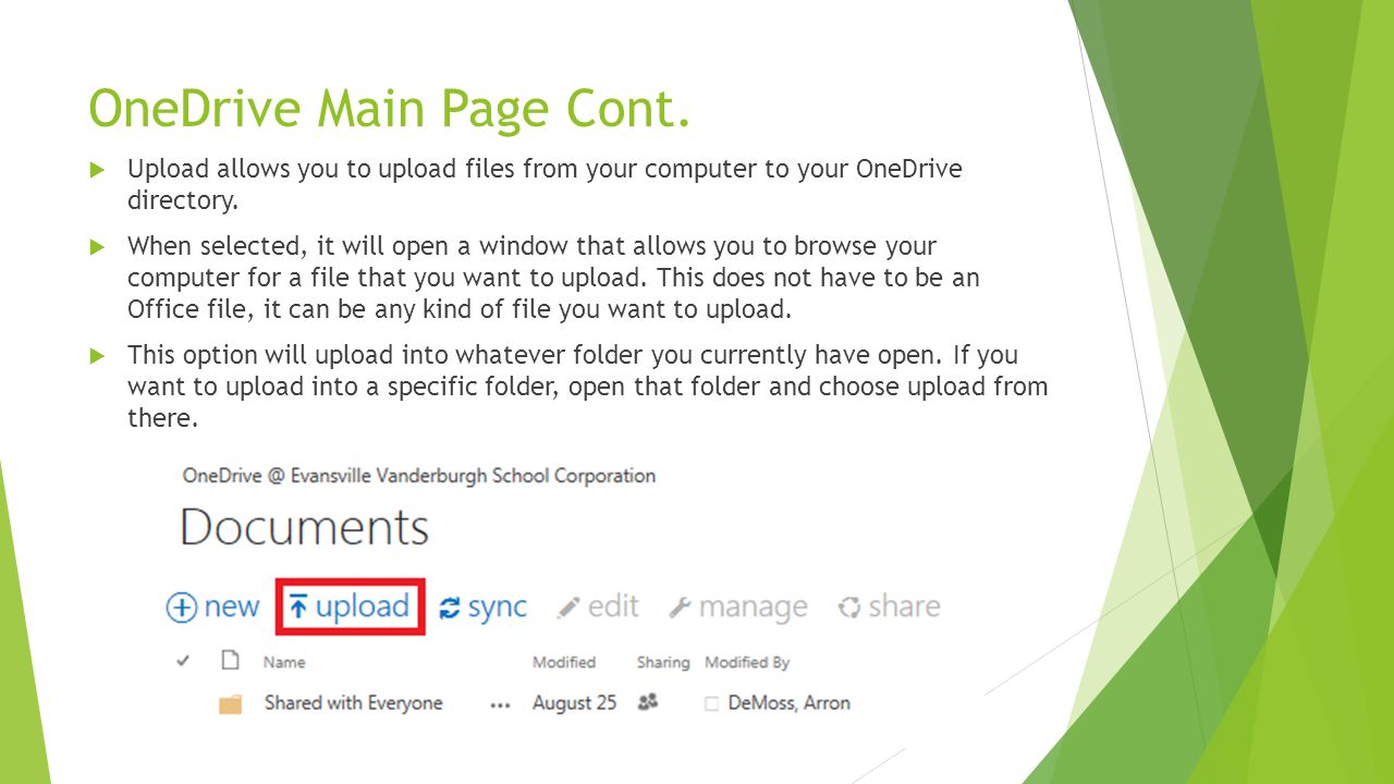 OneDrive Main Page Cont.