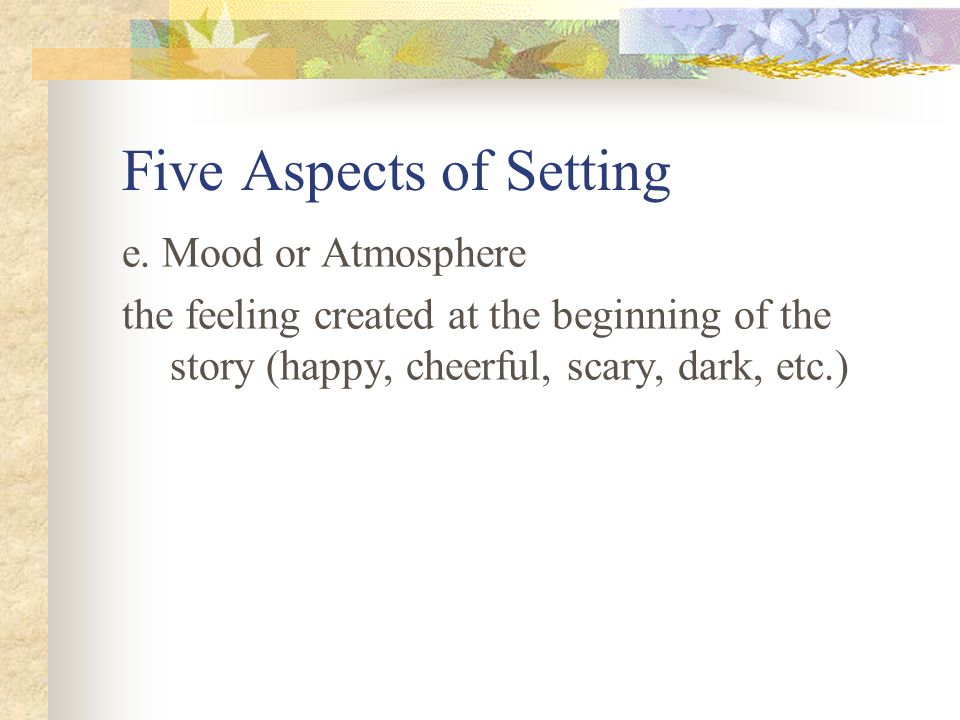 Five Aspects of Setting