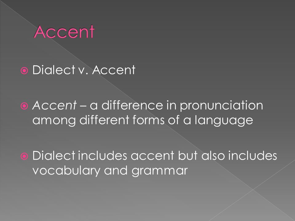 Accent Dialect v. Accent