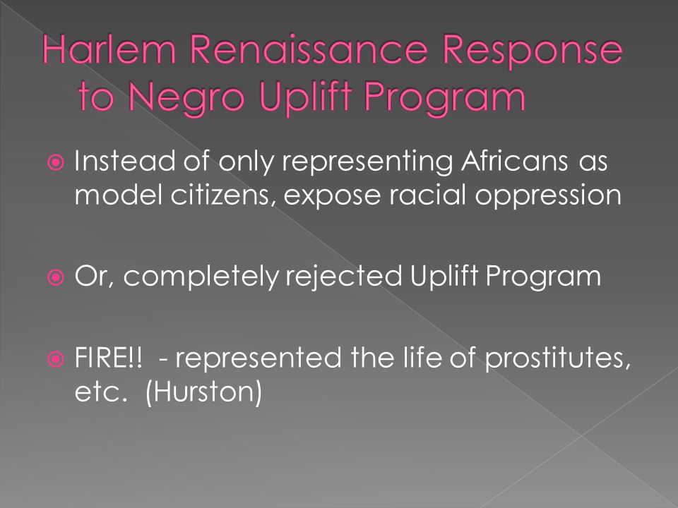 Harlem Renaissance Response to Negro Uplift Program