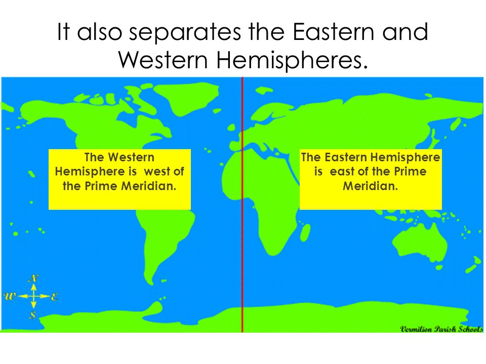 It also separates the Eastern and Western Hemispheres.