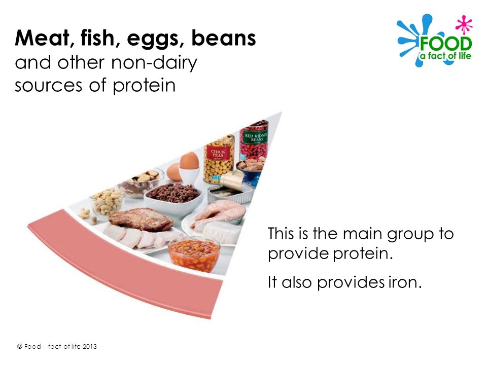 Meat, fish, eggs, beans and other non-dairy sources of protein