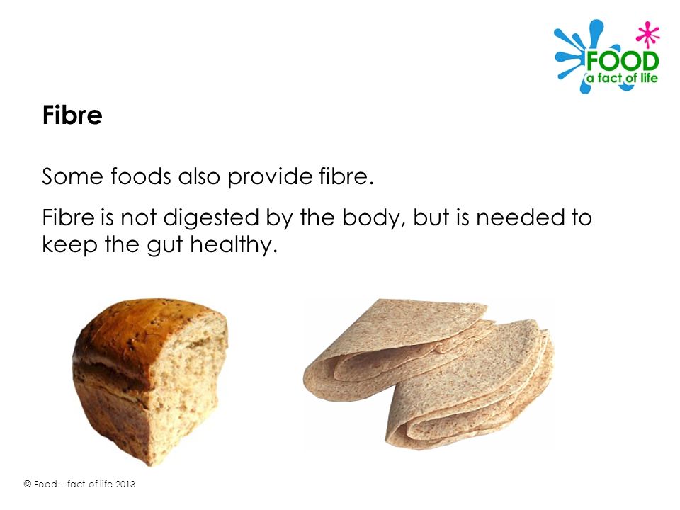 Fibre Some foods also provide fibre.