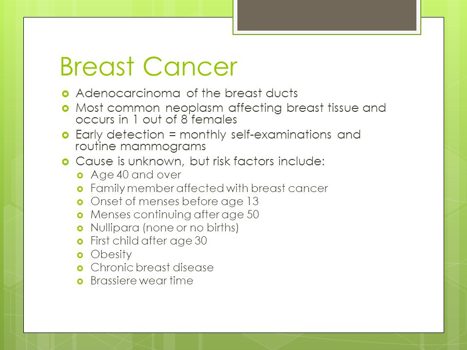 Breast Cancer Adenocarcinoma of the breast ducts