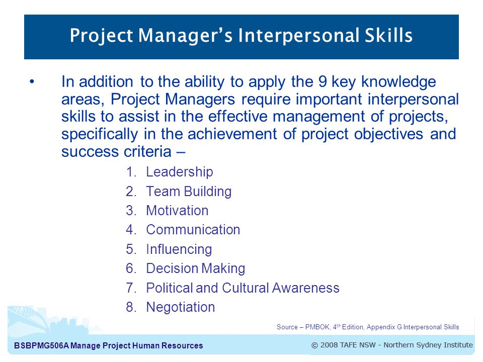 Project Manager’s Interpersonal Skills