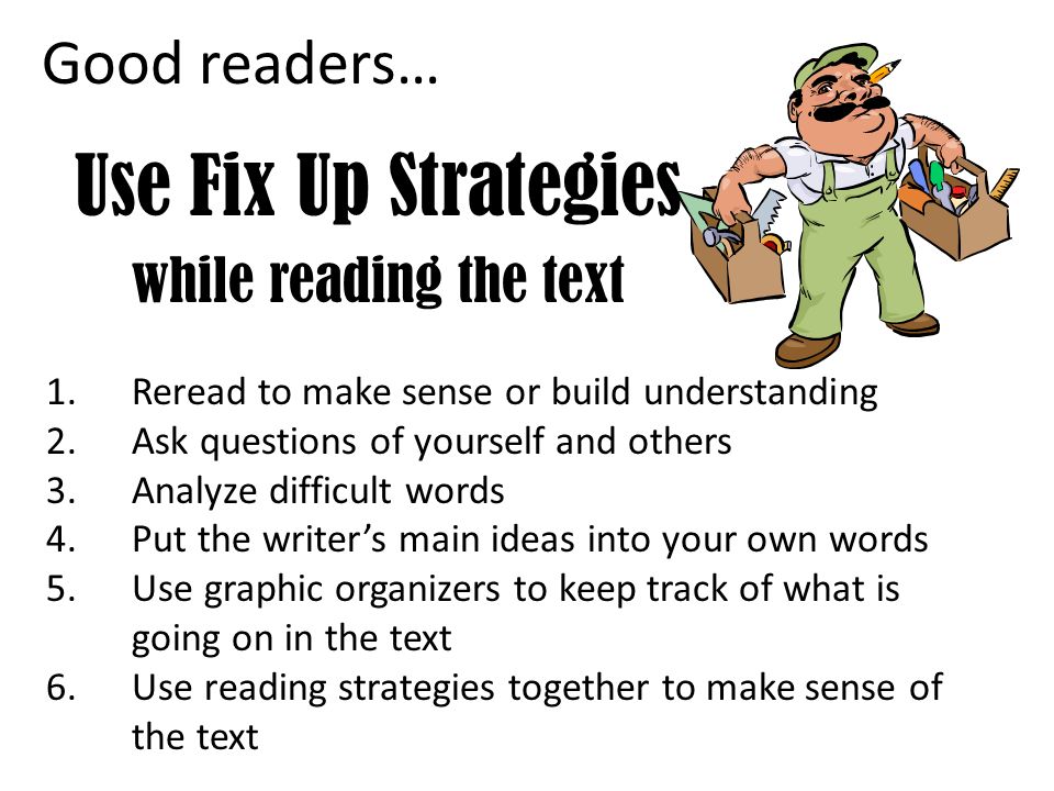 Use Fix Up Strategies while reading the text