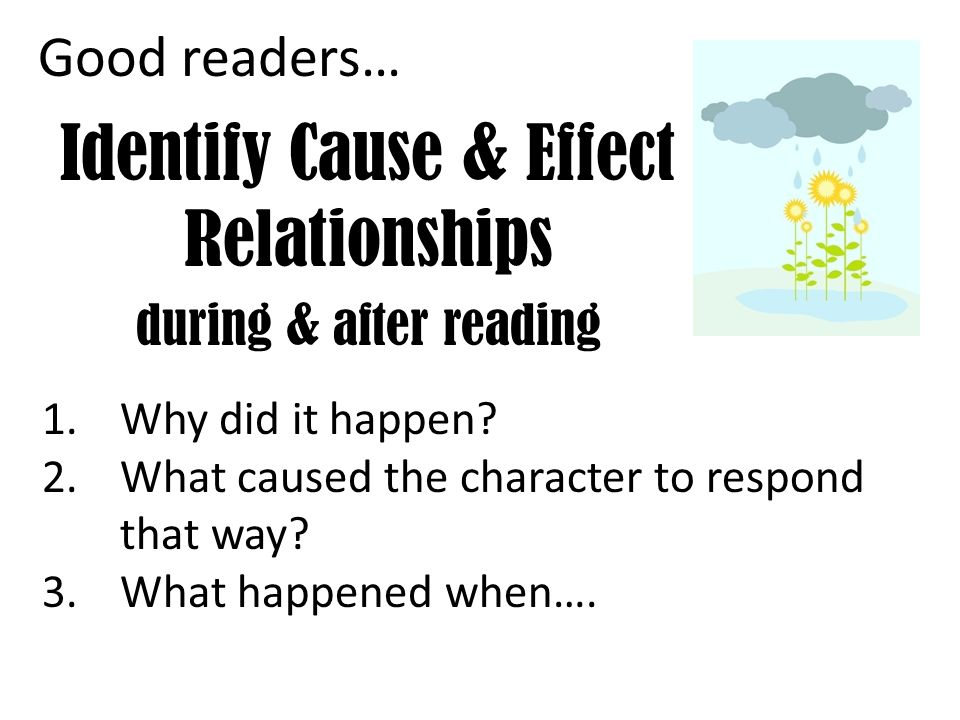 Identify Cause & Effect Relationships during & after reading