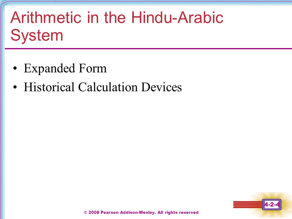 Arithmetic in the Hindu-Arabic System