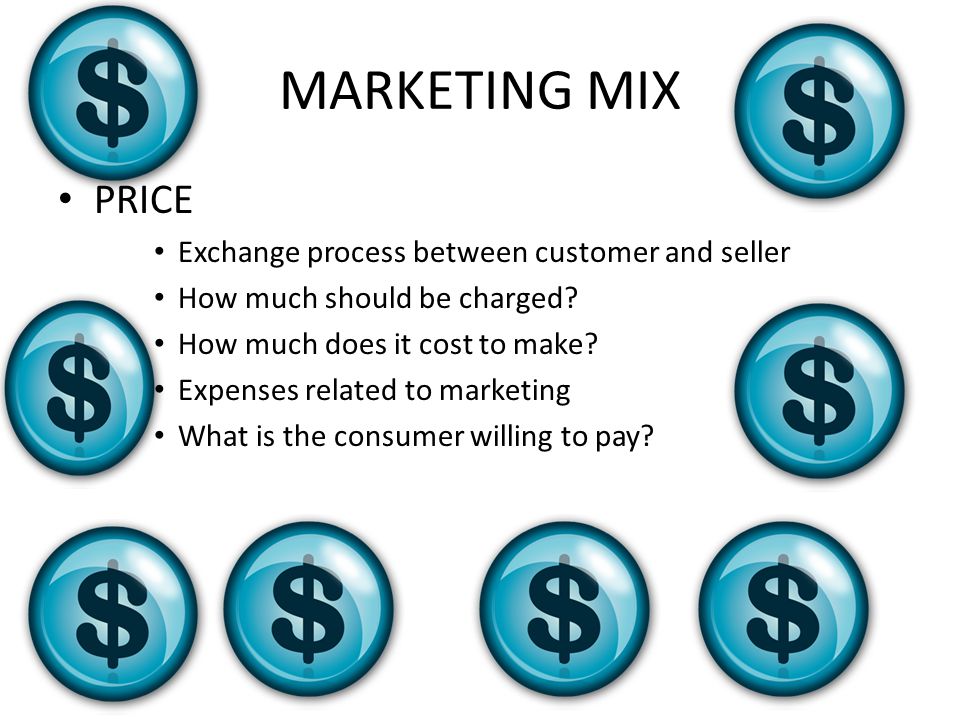 MARKETING MIX PRICE Exchange process between customer and seller