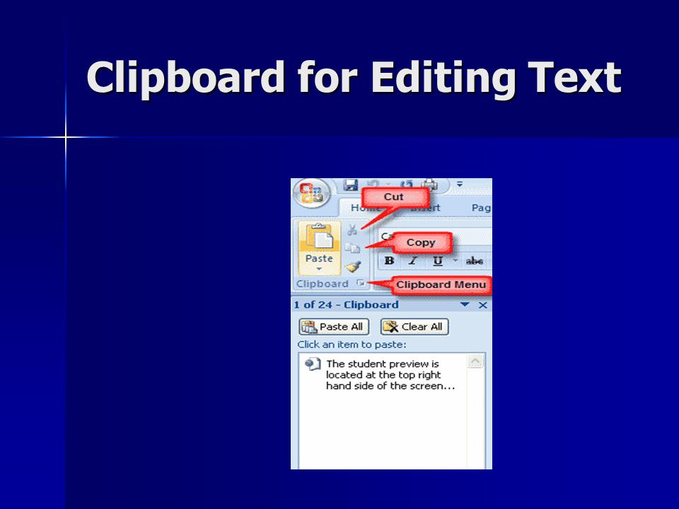 Clipboard for Editing Text