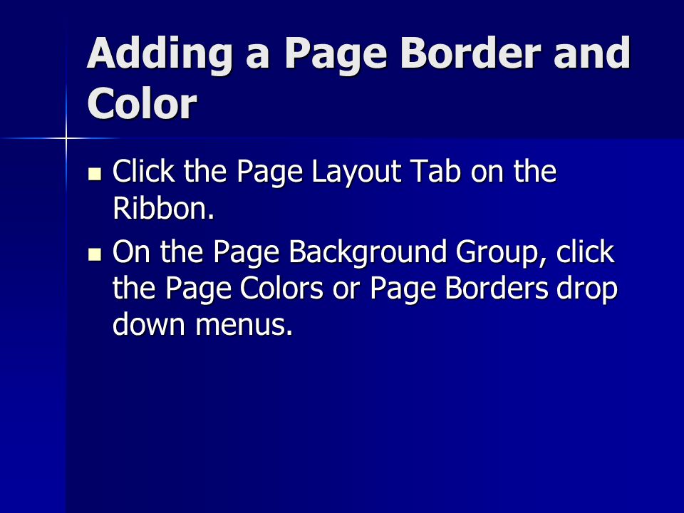 Adding a Page Border and Color