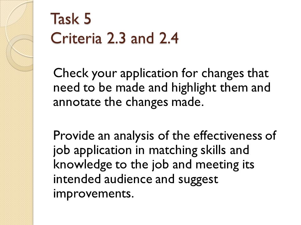 Task 5 Criteria 2.3 and 2.4