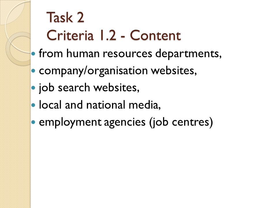 Task 2 Criteria Content