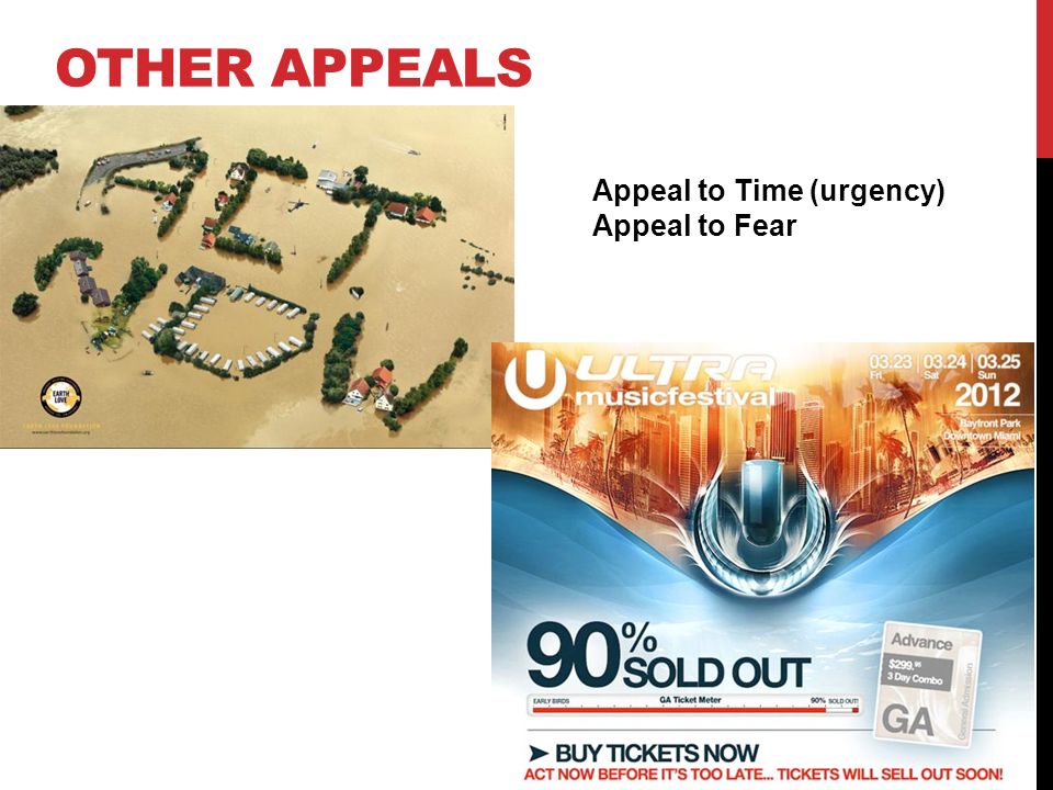 Other appeals Appeal to Time (urgency) Appeal to Fear