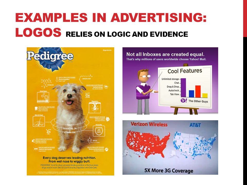 examples in advertising: LOGOS relies on logic and evidence