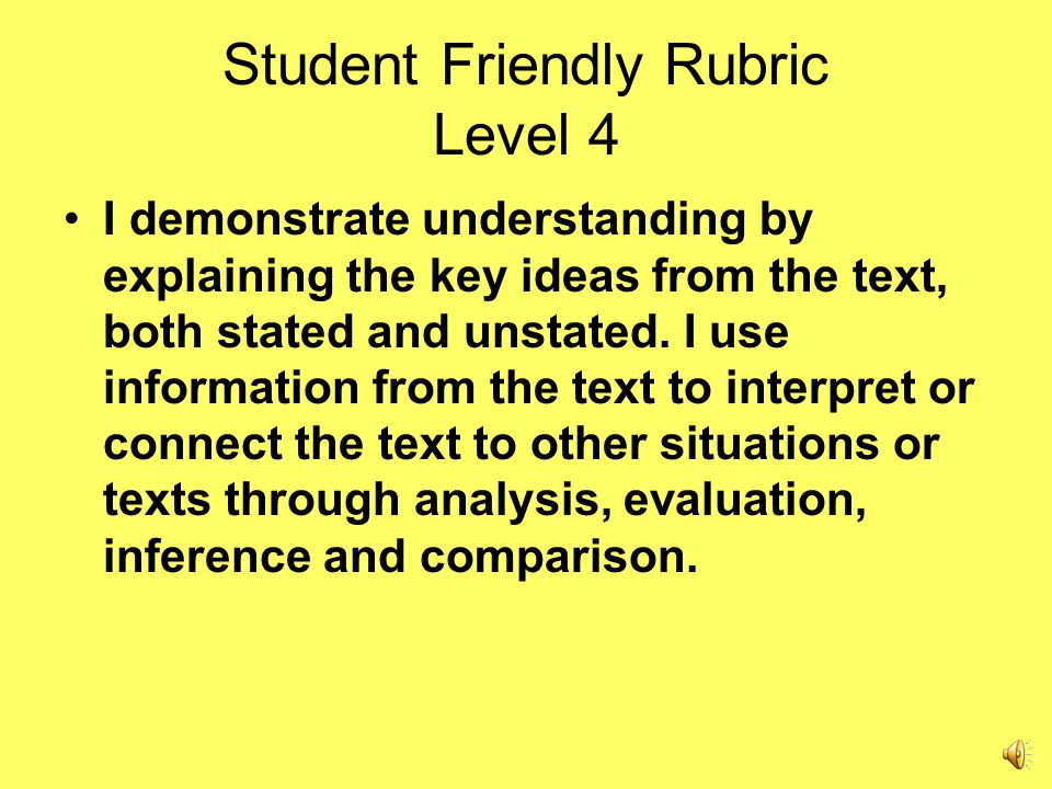 Student Friendly Rubric Level 4