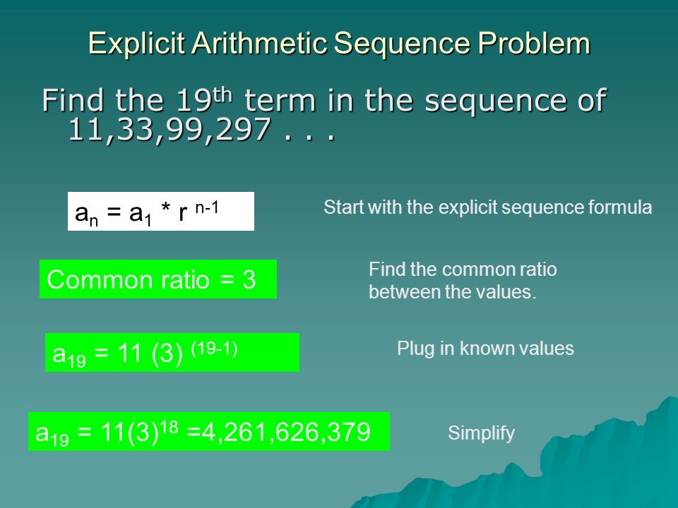 Explicit Arithmetic Sequence Problem