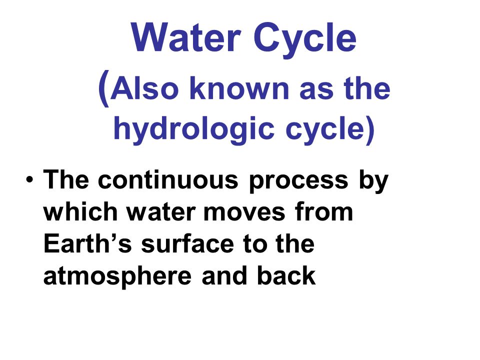 Water Cycle (Also known as the hydrologic cycle)