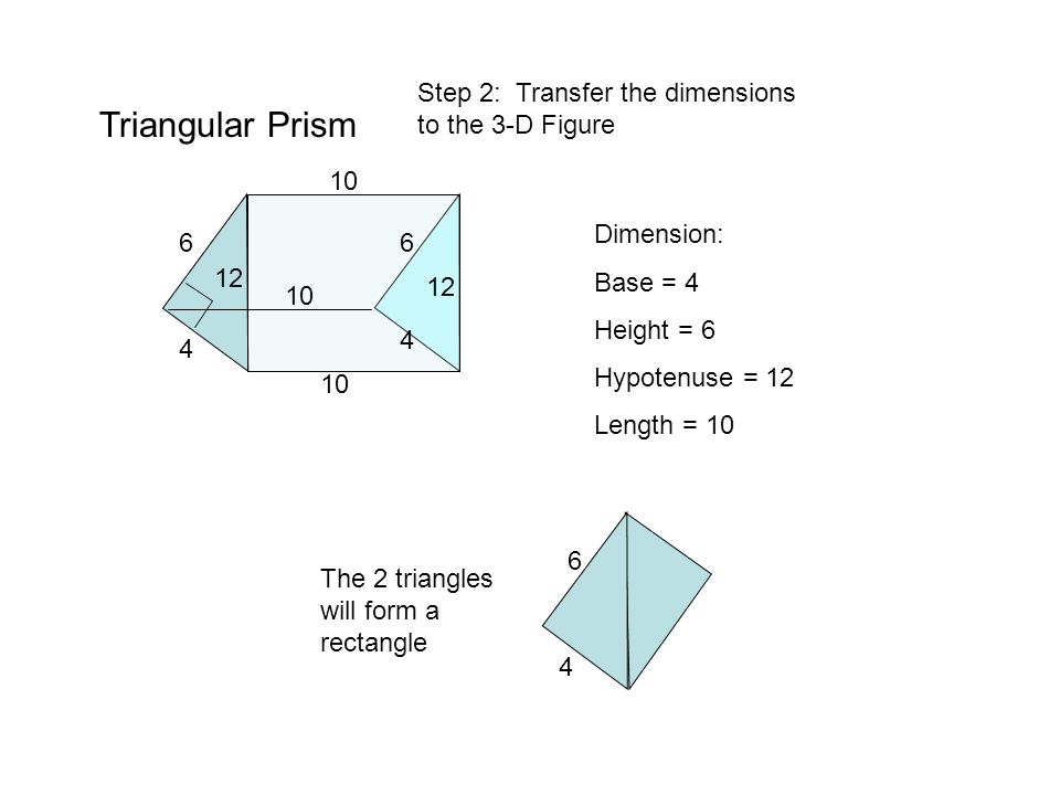 Triangular Prism Step 2: Transfer the dimensions to the 3-D Figure 10