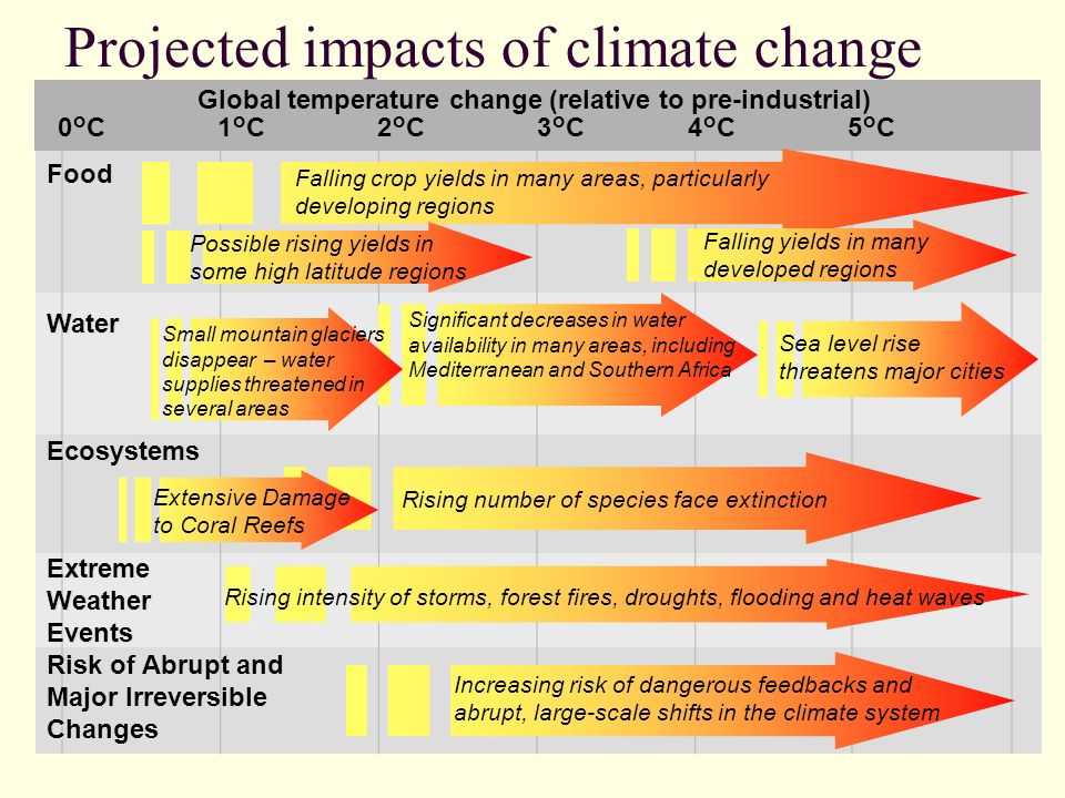Projected impacts of climate change
