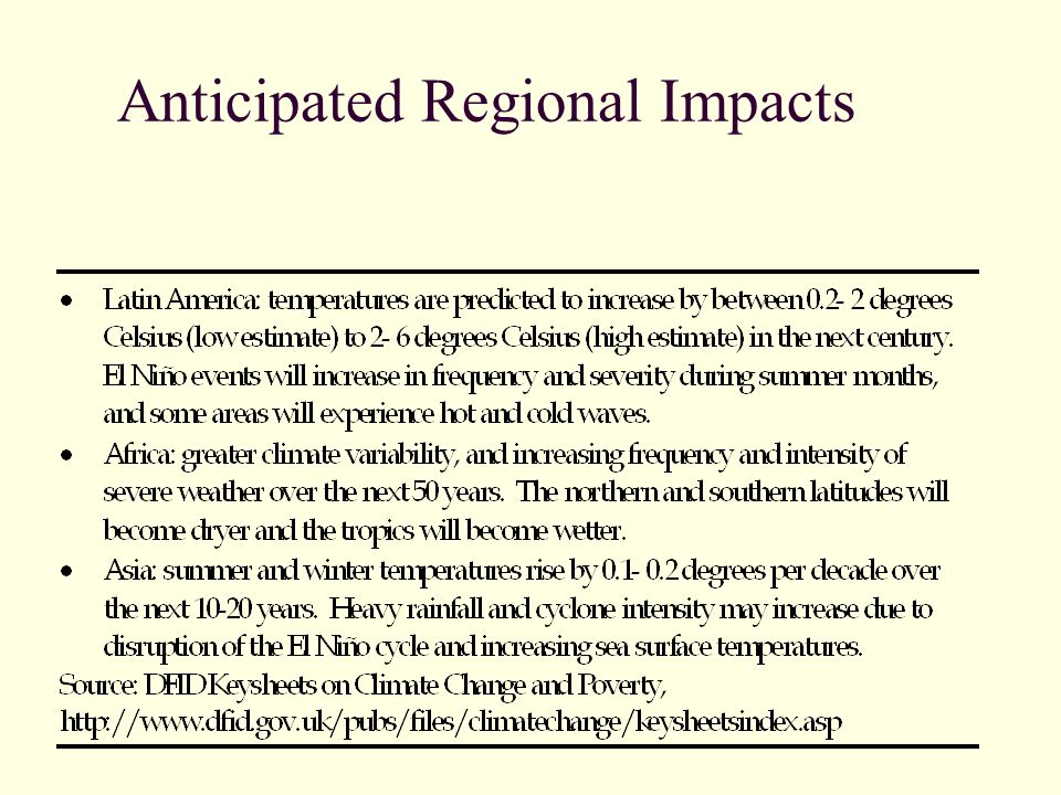 Anticipated Regional Impacts