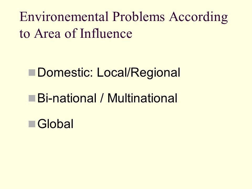 Environemental Problems According to Area of Influence