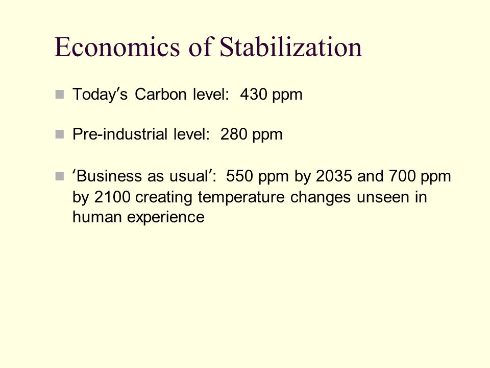 Economics of Stabilization