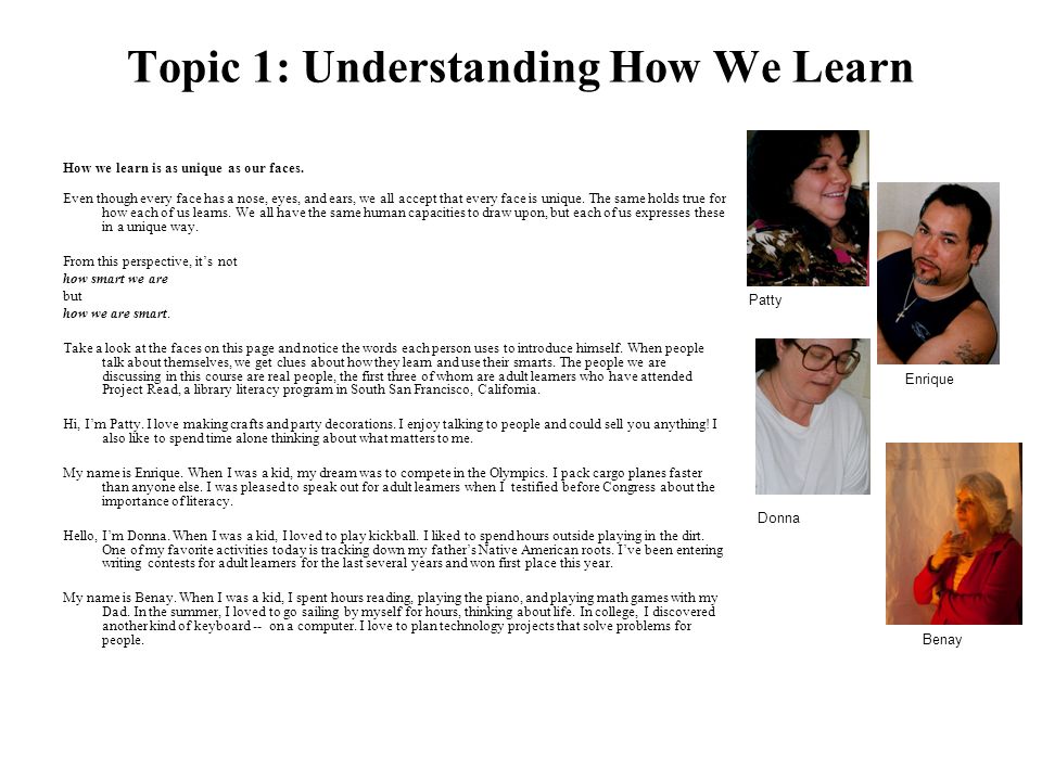 Topic 1: Understanding How We Learn