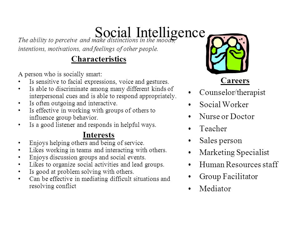 Social Intelligence Characteristics Careers Counselor/therapist
