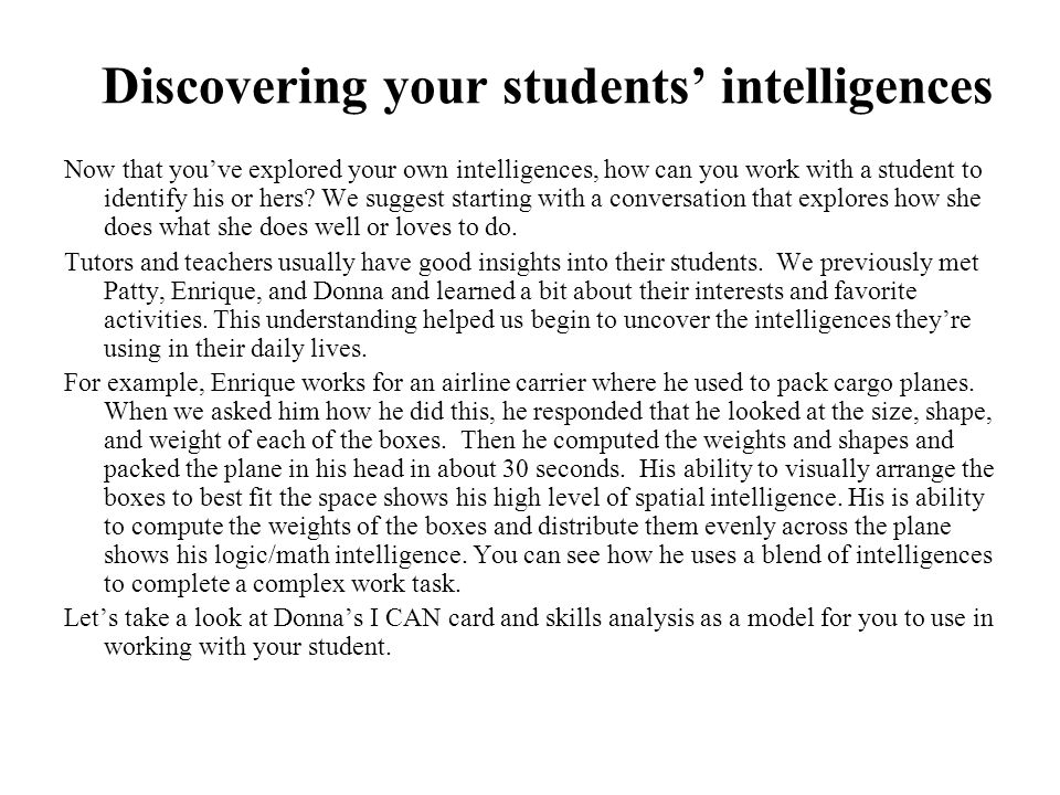 Discovering your students’ intelligences