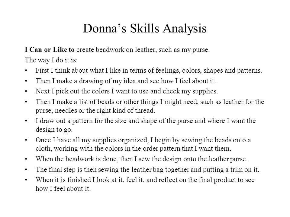 Donna’s Skills Analysis