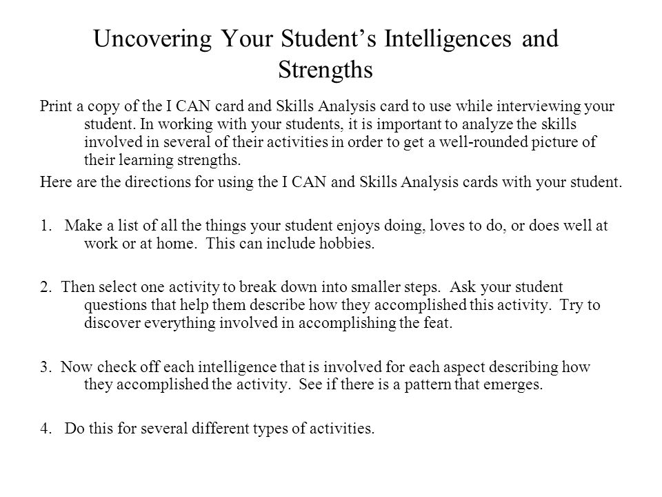 Uncovering Your Student’s Intelligences and Strengths
