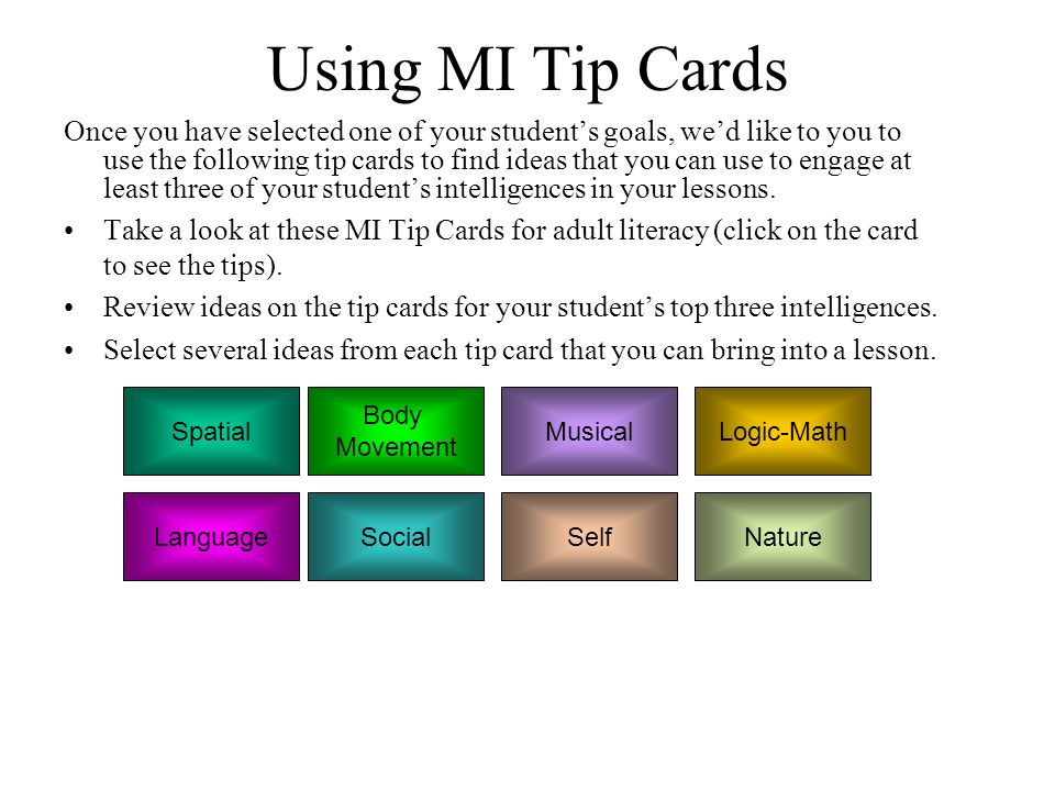 Using MI Tip Cards