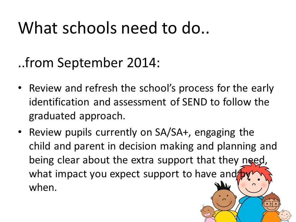 What schools need to do.. ..from September 2014: